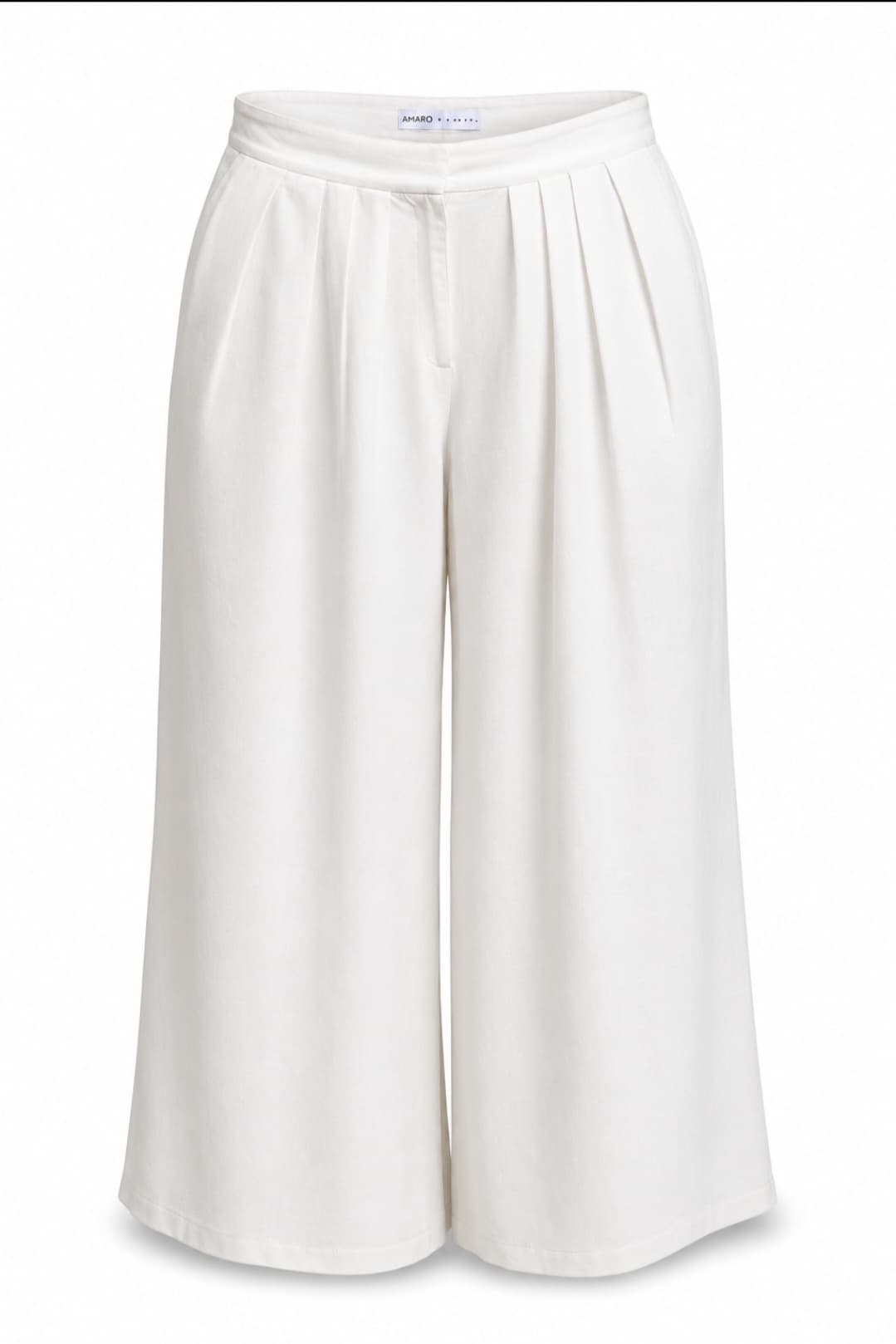 Calça Pantalona de Cintura Alta da Amaro, em branco
