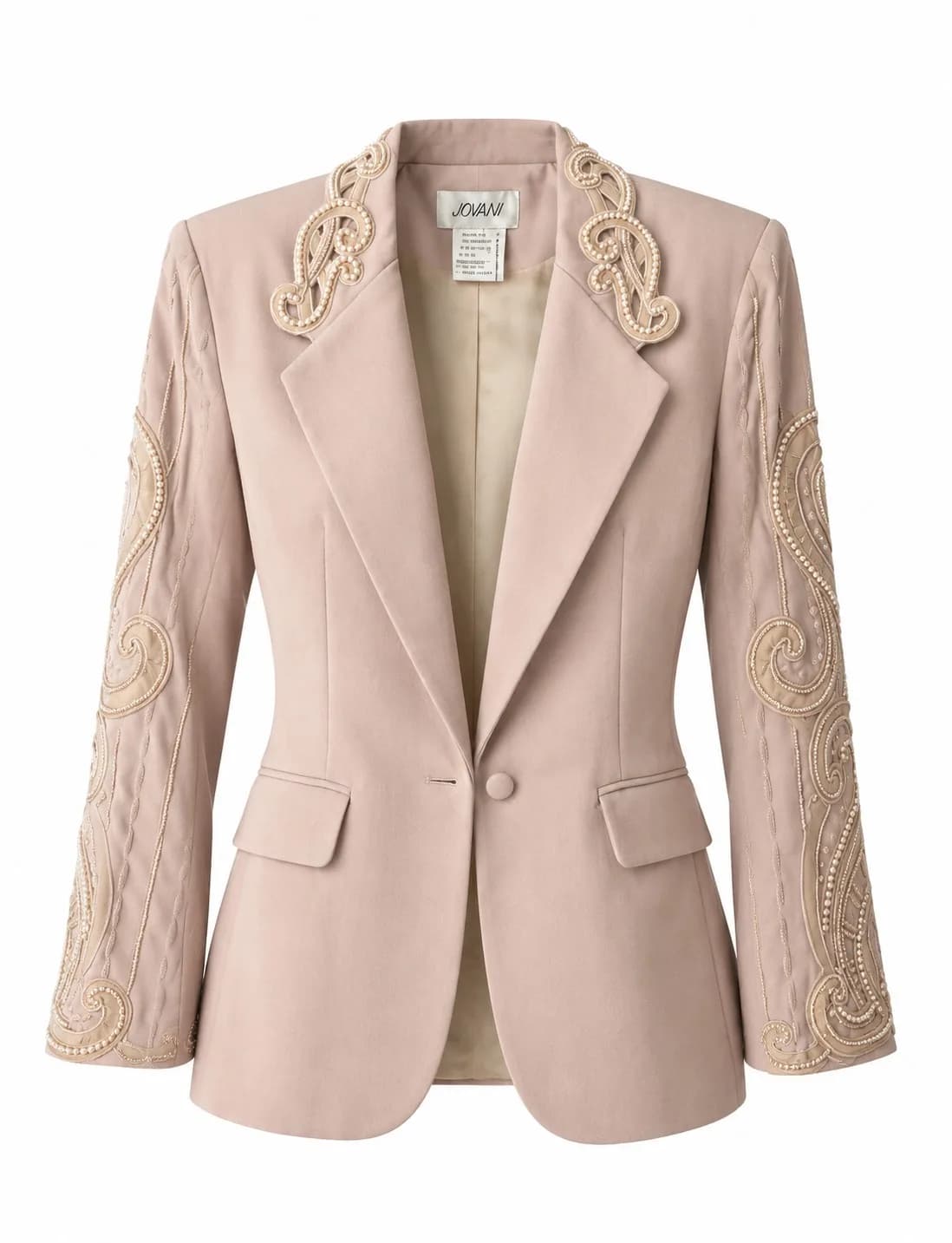 Blazer Jovani Nude Bordado com Pérolas Feminino | RE.USE