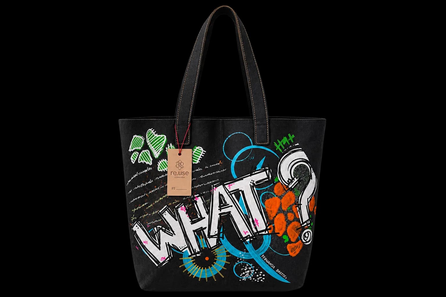 Bolsa Preta em Couro Upcycle Fernanda Bastos + RE.USE | One of One