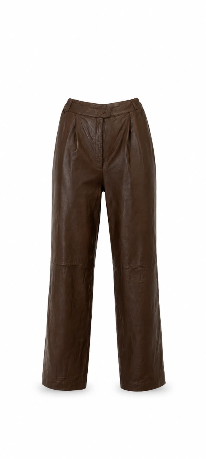 Calça SUZELLE ITALIANA PU Marrom Wide Leg